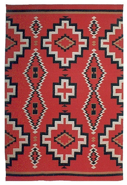 Handwoven wool Trading Post Rug in intricate design #638, size 6' x 9'