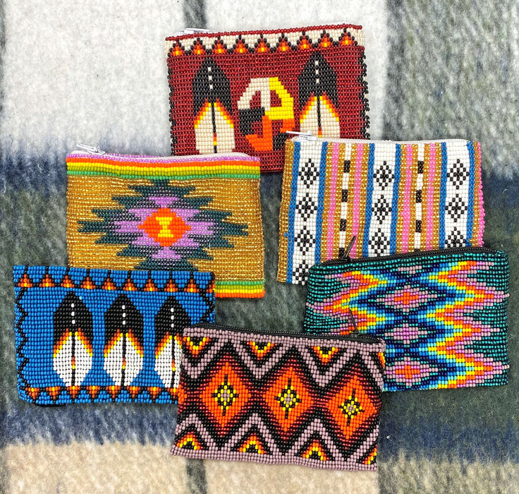 6 pack Beaded Coin Purses in assorted southwest designs.