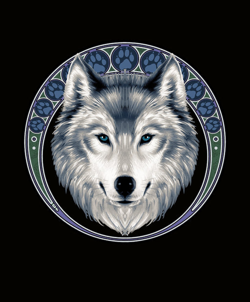 Plush Pictorial Queen-Size Blanket - Lunar Wolf