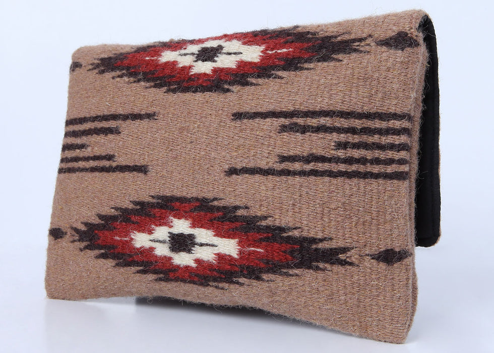 Southwest Wool Chimayo-Style Clutch Purse in design A, back side