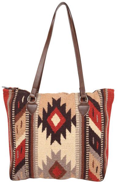 Handwoven wool Maya Modern Purse in classic zapotec-style design, rust and browns.