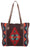 Handwoven wool Maya Modern Purse in classic zapotec-style design, dark brown and orange
