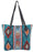 Handwoven wool Maya Modern Purse in classic zapotec-style design, turquoise and blue