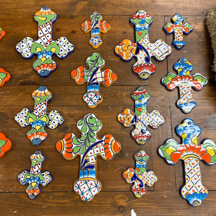 3 Pack Talavera-Style Wall Crosses! Size Small, Med, And Large!