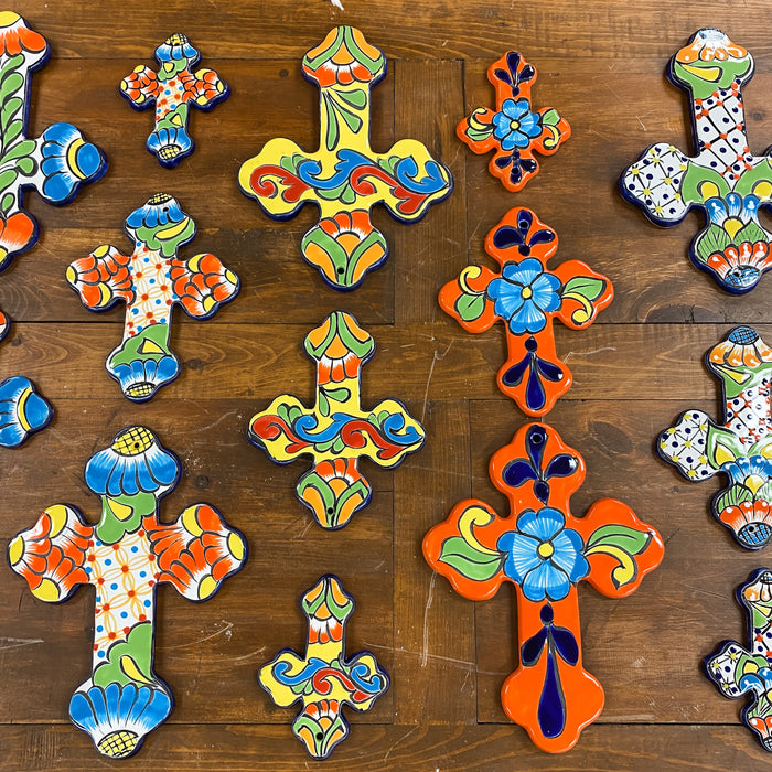 3 Pack Talavera-Style Wall Crosses! Size Small, Med, And Large!