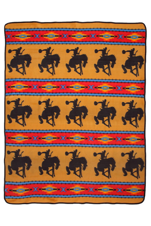 Southwest Fleece Lodge Blanket in Bucking Horse design from El Paso Saddleblanket