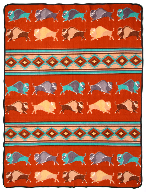 Southwest Fleece Lodge Blanket in a buffalo design from El Paso Saddleblanket