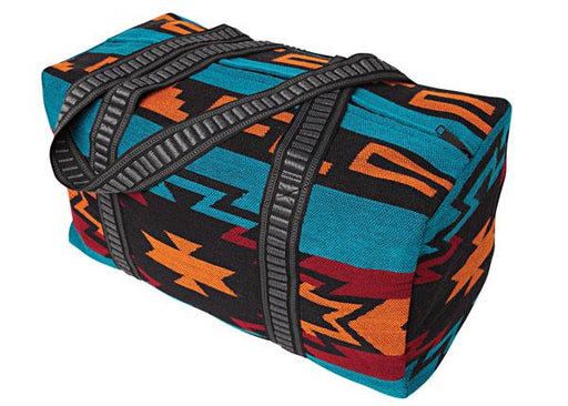 Dakota Southwestern Boho Aztec Large Weekender Duffel Bag Handwoven 100%  Leather Handles
