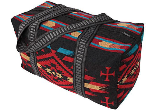 Aspen Boho Aztec Large Weekender Southwestern Duffel Bag Saddle Blanket Bag  100% Leather Handles