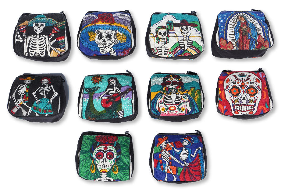 Day of the Dead Canvas Coin Bags - 20 Pack