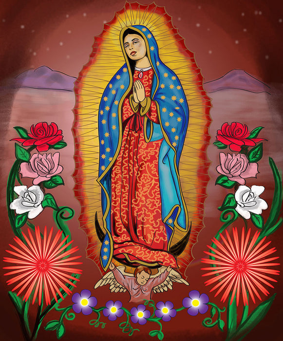 Plush Pictorial Queen-Size Blanket - Lady of Guadalupe