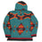 Southwest style fleece pullover hooded sweater in design 'I', size Medium