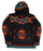 Southwest style fleece pullover hooded sweater in design 'J', size Medium 