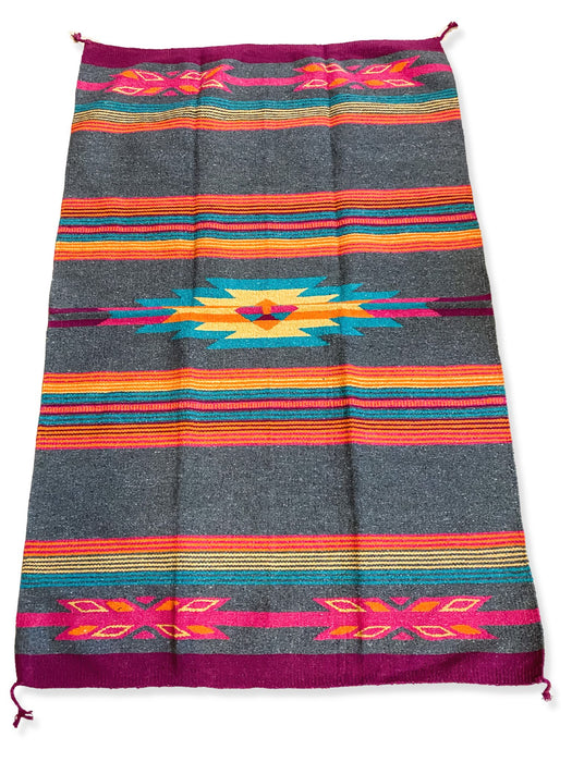 4' x 6' Cantina Throw Rug in grey, pinks, orange, and teal.