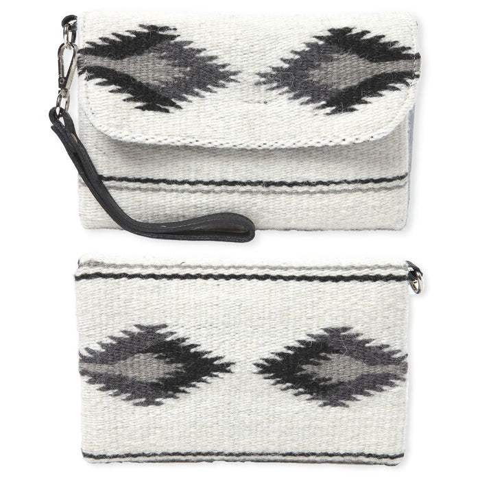 Wool Wristlet Purse with removeable strap in cream color.