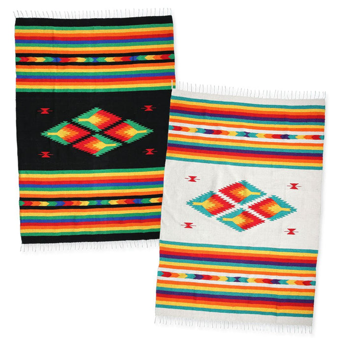 <b>4 Pack</b> Handwoven Fiesta Blankets in Black & White! Only $20.00 ea!