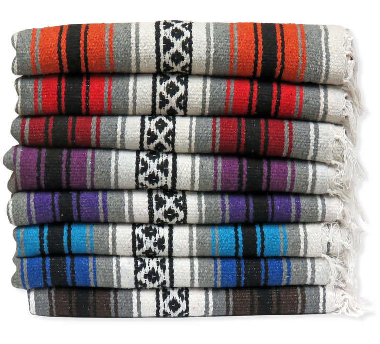 10 pack of the New West Falsa Yoga Blankets in assorted colors.