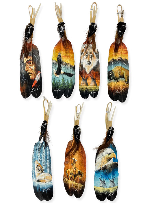 6 Southwest Hand-Painted Feathers! Only $13.50 ea!