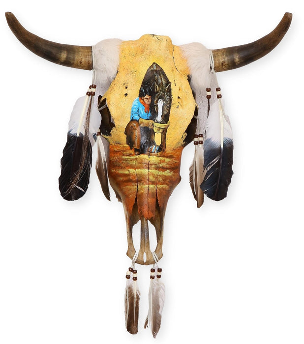 Thirsty Horse Hand Painted  Southwest Skull ! Only $68 ea!