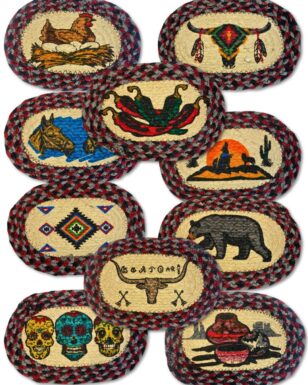 NEW!! 10 Assorted Braided Jute Oval Trivets.