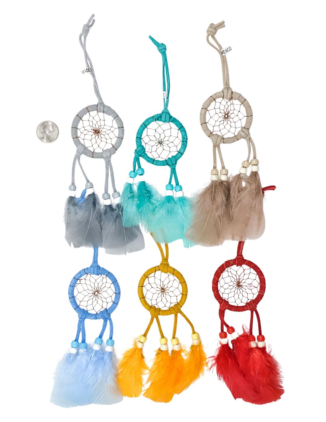 12- Assorted 2" Colored Dream Catchers!