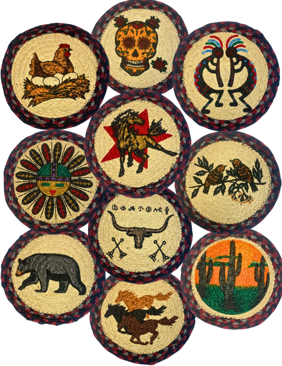 20 Assorted Braided Jute Round Trivets. - Image 2