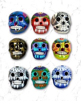6 Pack Small Ceramic Day of Dead Skull.