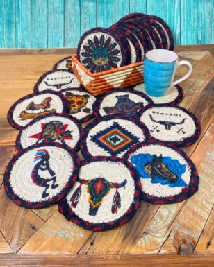 60 Assorted 6" Braided Jute Coasters.