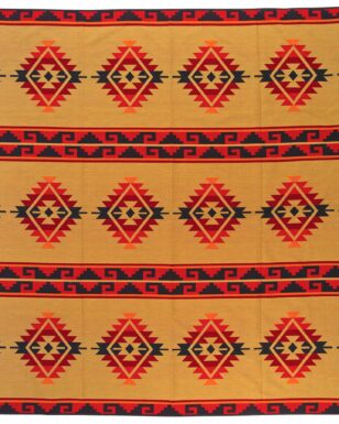 Bedspread 7018 - QUEEN, Tan, Red
