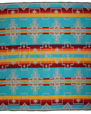 Bedspread 7040 - KING, Teal, Red, Yellow