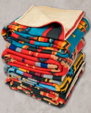 8 Pack Sherpa-Lined Lodge Blankets,