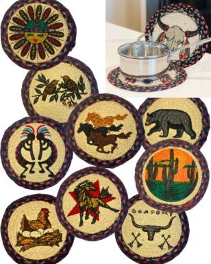 20 Assorted Braided Jute Round Trivets.