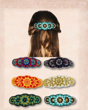 Beaded Five Circle Hair Barrettes