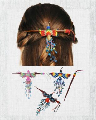 Beaded Hummingbird Hair Barrettes.
