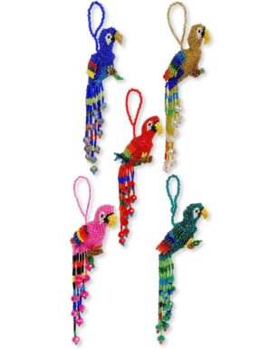 12 PACK Beaded Parrot Ornaments.