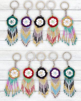 12-Pack Beaded Dream Catcher Keyrings