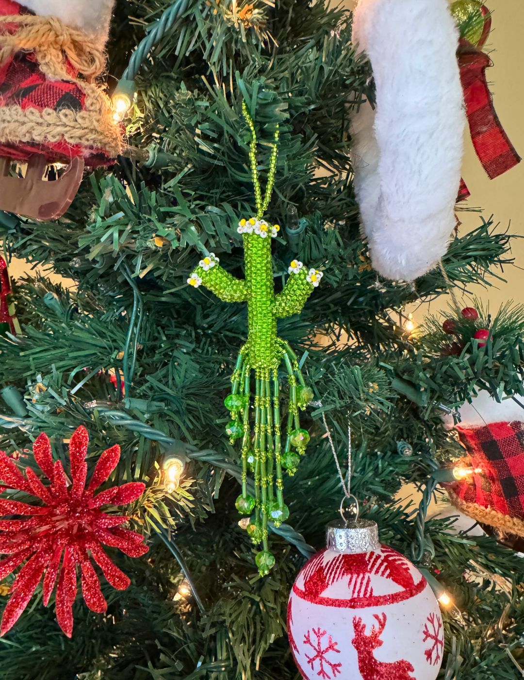 6 PACK Beaded Cactus/Saguaro Ornaments. - Image 2