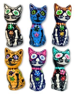 6 Pack Ceramic Day of Dead Cat.