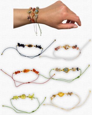 Chip Stone Pull Tie Bracelets