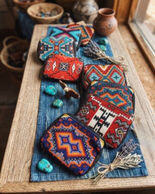 Digital Print Geometric Coin Bags