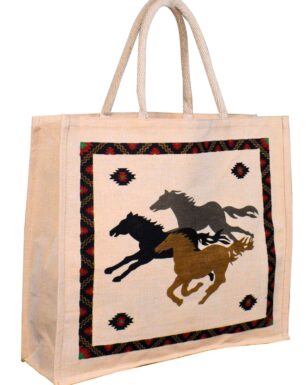 Eco-Friendly Jute Bag - Running Horses