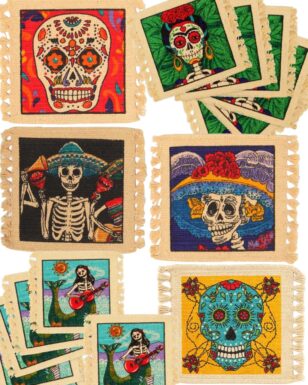 72 Pack Day of Dead Cotton Stencil Coasters.