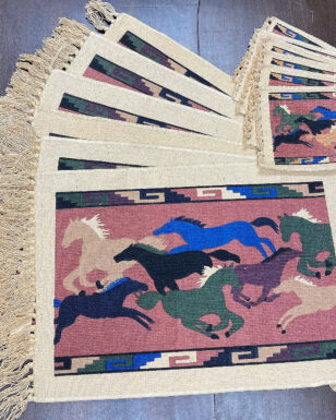 6 PACK TRADITIONAL Horses Place Mat and Coaster sets !
