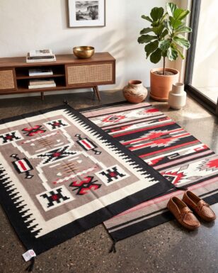 2 Handwoven 4'x 6' Wool Rugs !