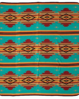 Bedspread 7029 - KING, Turquoise, Tan