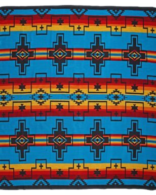 Bedspread 7040 - KING, Blue, Orange, Yellow