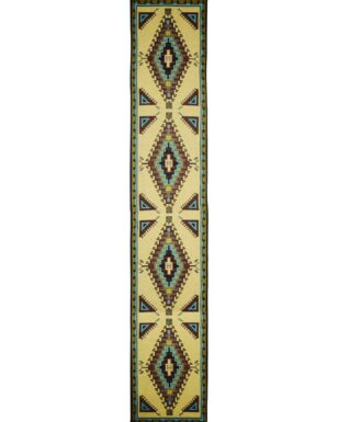 Southwest Jacquard Table Runner #1, 2 - Tan, Teal