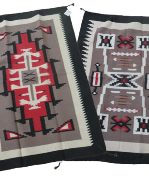 2 Handwoven Wool 4'x6' Southwest Rugs,