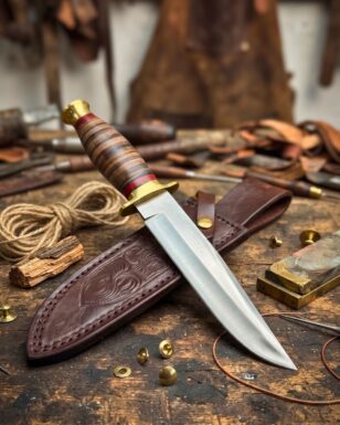 Stacked Leather Bowie Knives