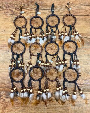 12- All Leather Hand Made 2" Dream Catchers!